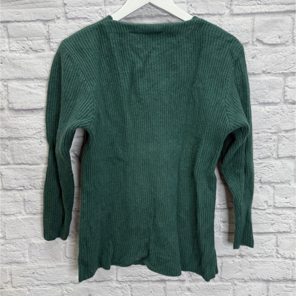 Vintage American Eagle Womens Wool Sweater Size M Green 3/4 Sleeve Ribbed Y2K - Picture 5 of 5